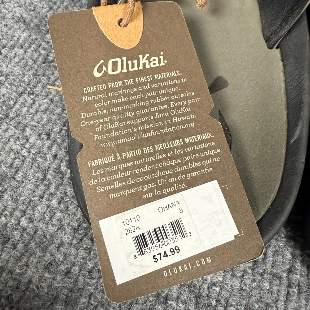 New Olukai Mens Size 8 Sandals Ohana Olive Green Beach Flip Flop Slippers - Picture 4 of 7